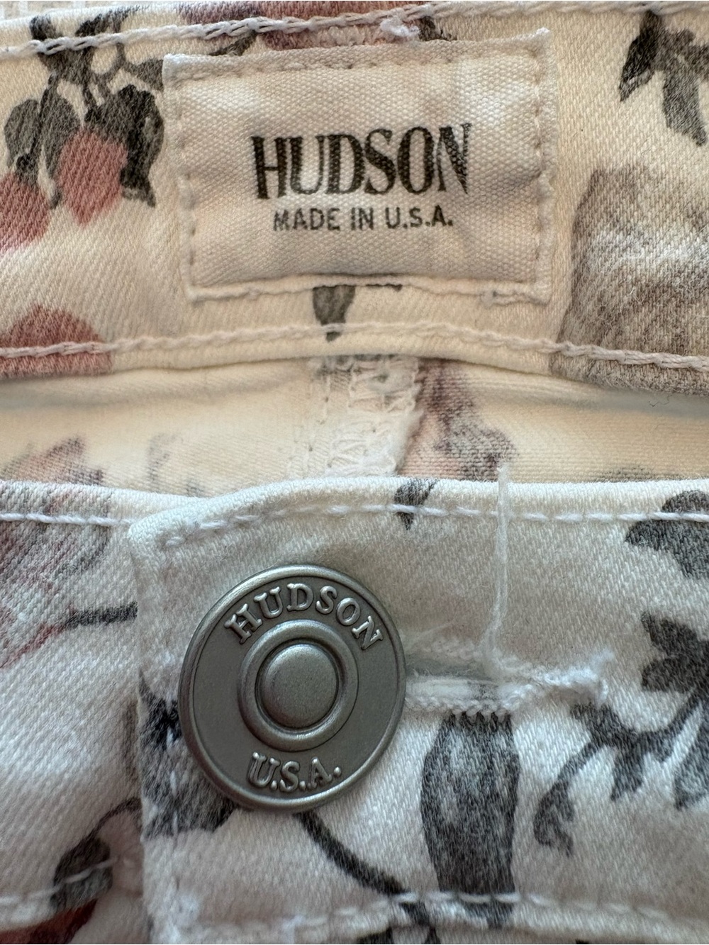 Hudson Nico Midrise Ankle Super Skinny Jeans White / Pink Grey Floral size 32 - Picture 9 of 16